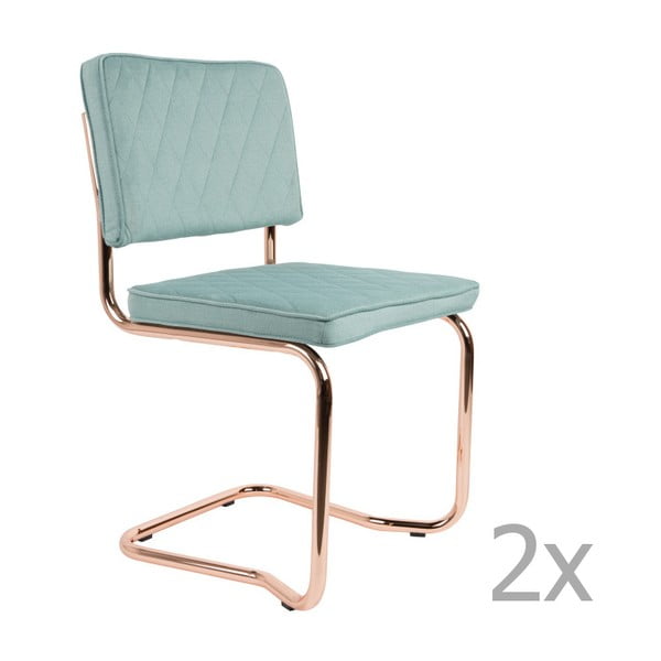 2 šviesiai mėlynų kėdžių rinkinys Zuiver Diamond Kink