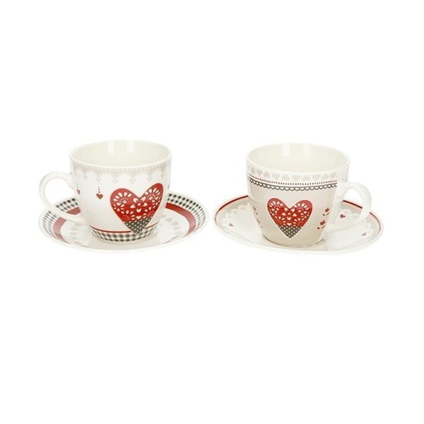2 puodelių ir lėkščių rinkinys iš kiniško porceliano Brandani Happy Days