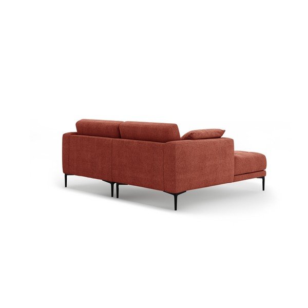Raudonos plytų spalvos kampinė sofa (su kairiuoju kampu/su gultu) Bemy – Micadoni -image-2