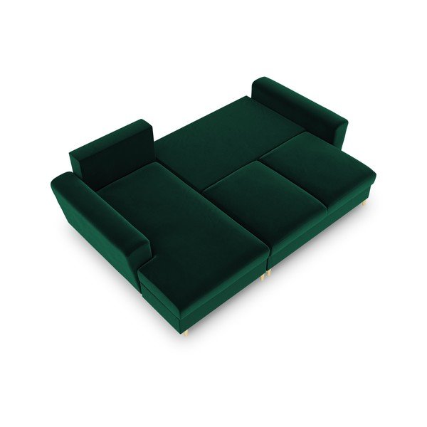 Žalios spalvos iš velveto sulankstoma/su sandėliavimo vieta kampinė sofa (su kairiuoju kampu/su gultu) Kyoto – Cosmopolitan Design-image-2