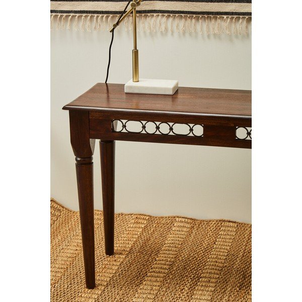 Tamsios natūralios spalvos iš raudonmedžio masyvo konsolinis staliukas 45x120 cm Srina – Premier Housewares-image-3