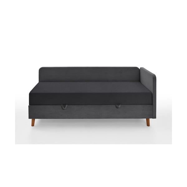 Viengulė lova tamsiai pilkos spalvos audiniu dengta su sandėliavimo vieta 90x200 cm Cabana – Meise Möbel-image-3