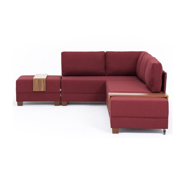 Bordo spalvos sofa-lova kairysis kampas 2 laikymo skydai "Balcab Home Diana