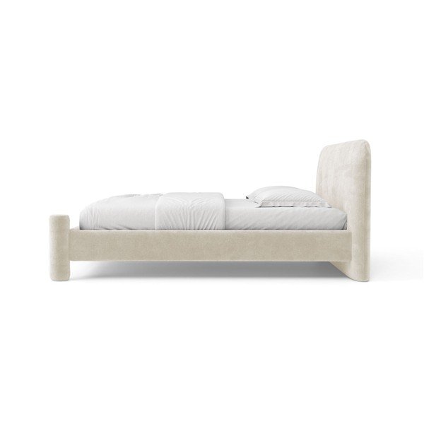 Smėlio spalvos dvigulė lova audiniu dengta su lovos grotelėmis 160x200 cm Vera – Micadoni -image-2