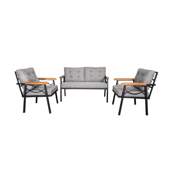 Sodo poilsio baldų komplektas pilkos spalvos 4 žmonėms Damla – Floriane Garden