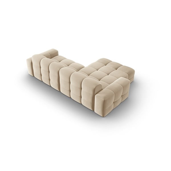 Smėlio spalvos aksominė kampinė sofa (kairysis kampas) Kendal - Micadoni Home-image-4