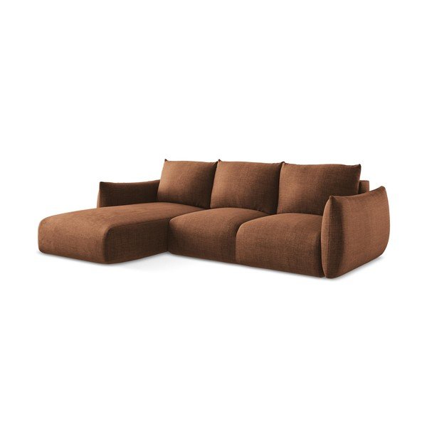 Terakotos spalvos sulankstoma kampinė sofa (su kairiuoju kampu/su gultu) Leila – Makamii-image-3
