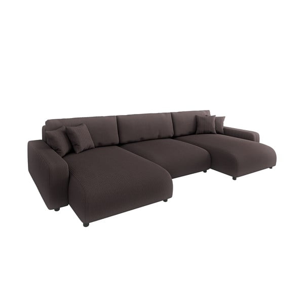 Rudos spalvos iš kordinio velveto sulankstoma/su sandėliavimo vieta kampinė sofa Sara – Ropez