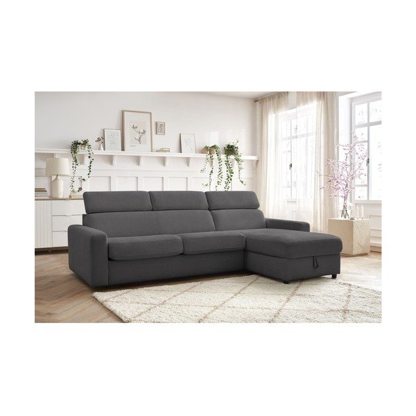 Sulankstoma kampinė sofa tamsiai pilkos spalvos (kintama) Monaco – Bobochic Paris-image-1