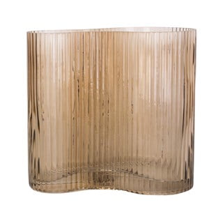 Šviesiai ruda stiklo vaza PT LIVING Wave, aukštis 18 cm