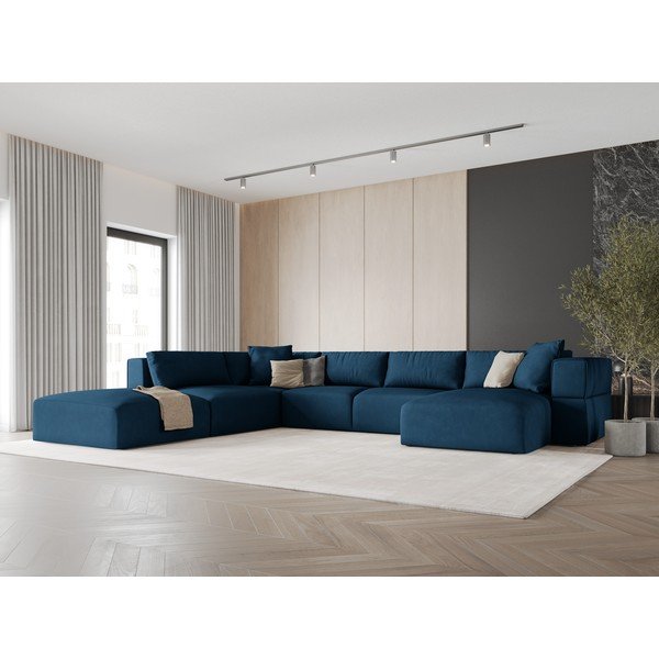 Kampinė sofa mėlynos spalvos (su kairiuoju kampu/„U“ formos) Esther – Milo Casa-image-1