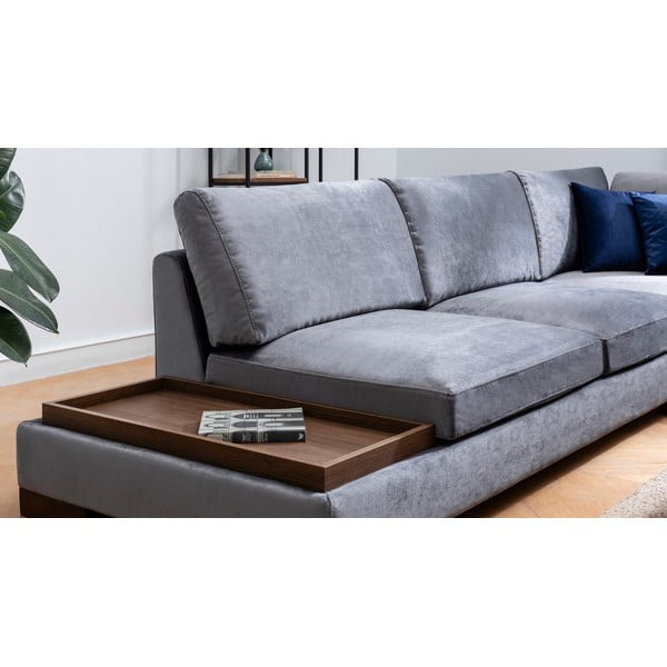 Kampinė sofa pilkos spalvos (su dešiniuoju kampu) Tulip – Balcab Home-image-2
