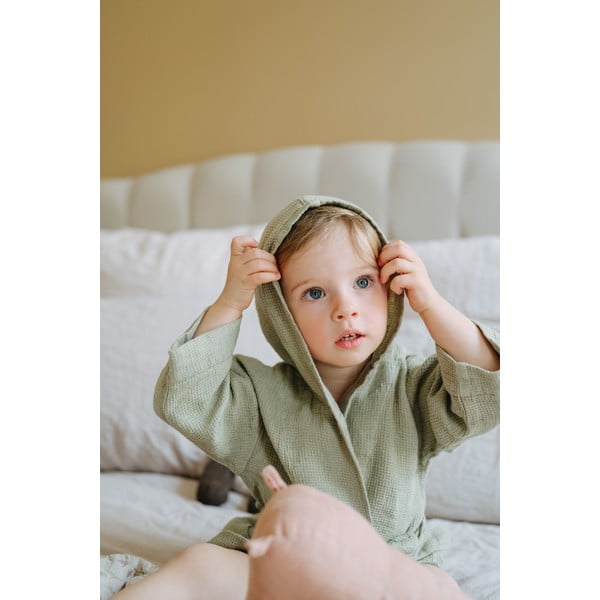 Vaikiškas žalias lininis chalatas Linen Tales Nature, 122-128 dydis-image-4