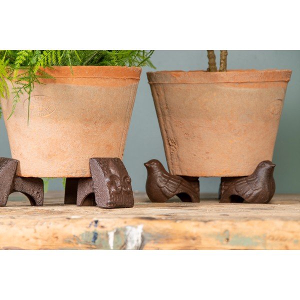 Juoda ketaus puodo kojelė Esschert Design Bird-image-1