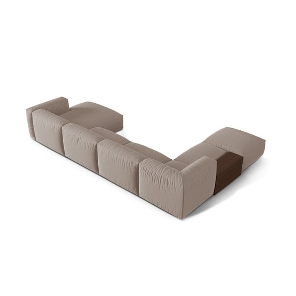 Modulinė kampinė sofa smėlio spalvos (su kairiuoju kampu/„U“ formos) Martina – Micadoni Home-image-3