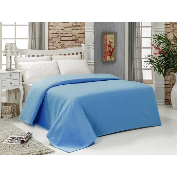 Mėlynas medvilninis užvalkalas dvigulei lovai 200x240 cm Blue - Mijolnir