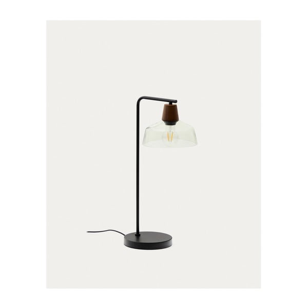 Žalios spalvos/tamsios natūralios spalvos stalinis šviestuvas (aukštis 55 cm) su stiklo gaubtu Silex – Kave Home-image-4