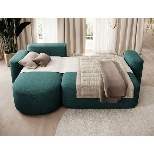 Žalios spalvos iš šenilinio audinio sulankstoma/su sandėliavimo vieta kampinė sofa (su kairiuoju kampu/su gultu) Aurumm – ELTAP-image-4