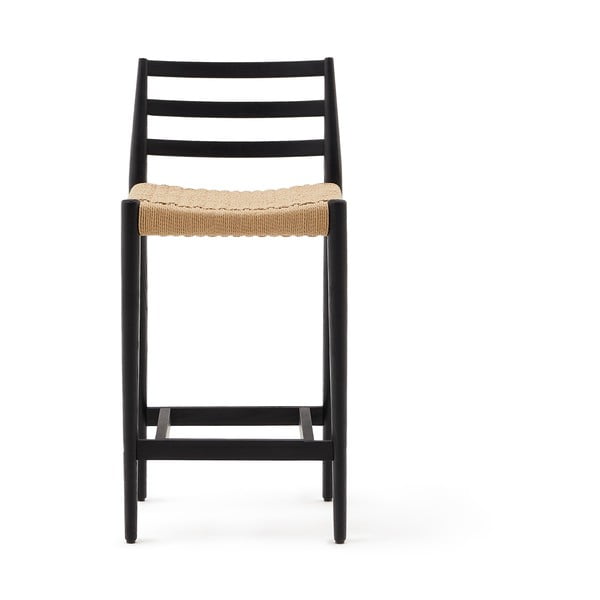 Juodos spalvos/natūralios spalvos iš ąžuolo masyvo baro taburetė (sėdynės aukštis 70 cm) Analy – Kave Home-image-2