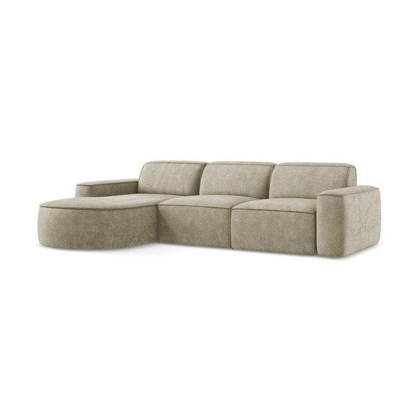 Smėlio spalvos iš šenilinio audinio kampinė sofa (su kairiuoju kampu/su gultu) Omao – Makamii-image-3