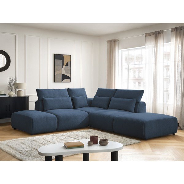 Mėlynos spalvos reguliuojama modulinė kampinė sofa Jana – Bobochic Paris-image-3