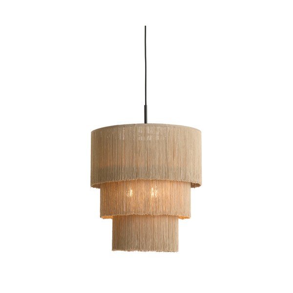 Taupe spalvos kabantis šviestuvas ø 10 cm su tekstiliniu gaubtu Malaika – Light & Living-image-3