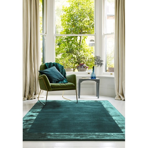 Rankų darbo iš vilnos mišinio kilimas smaragdinės spalvos 80x150 cm Ascot – Asiatic Carpets-image-1