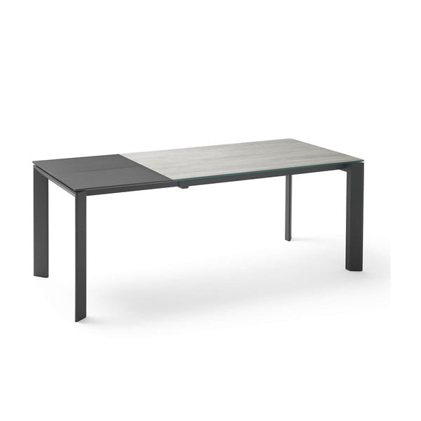 Pilkai juodas sulankstomas valgomojo stalas su sidabrine "Lisa Blaze", 140/200 cm ilgio