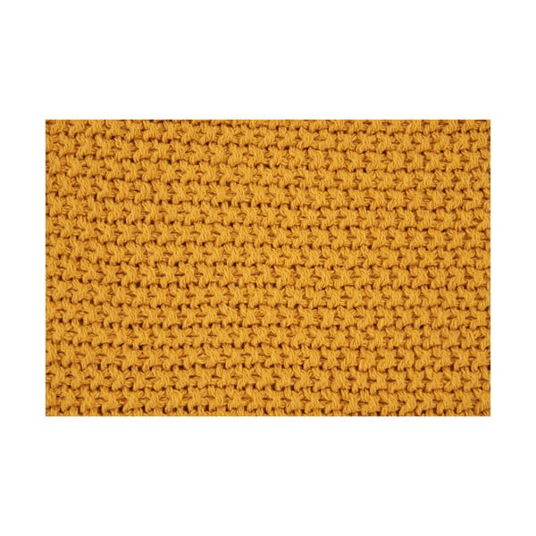 Geltona iš perdirbtos medvilnės megzta antklodė ir pledas 130x170 cm Santos – House Nordic-image-2