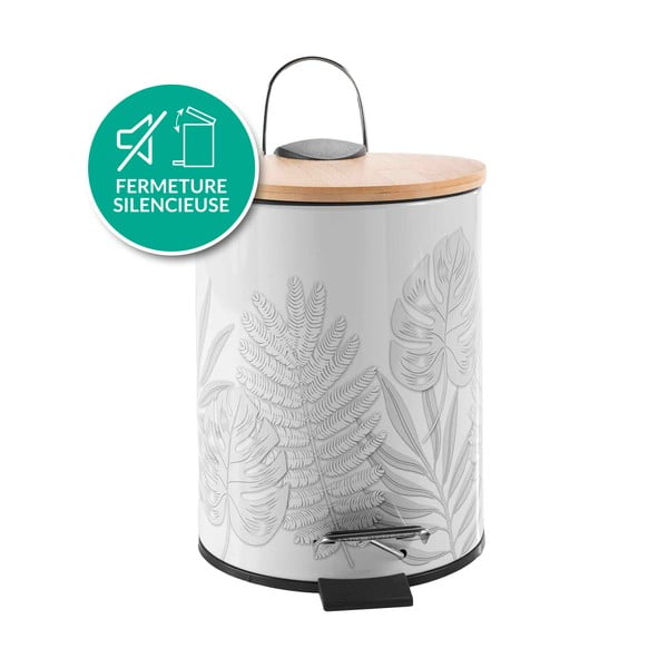 Baltos spalvos iš metalo šiukšliadėžė su pedalu 3 l Amber – douceur d'intérieur-image-3