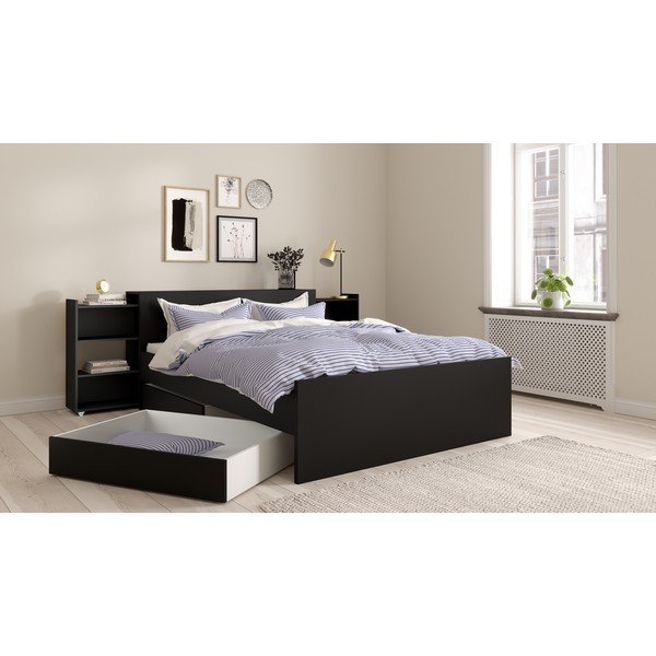 Lovos daiktadėžės juodos spalvos 2 vnt. 90x190/140x190 cm Naia – Tvilum-image-1