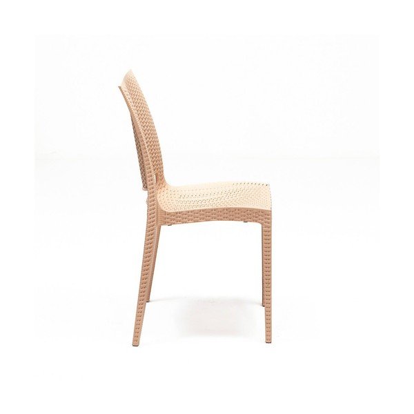 Iš dirbtinio rotango sodo valgomojo komplektas smėlio spalvos 4 žmonėms Rattan – Floriane Garden-image-3