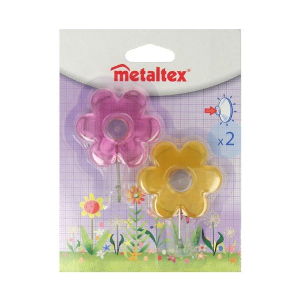 2 kabliukų su siurbtuku rinkinys Metaltex Fiore-image-1