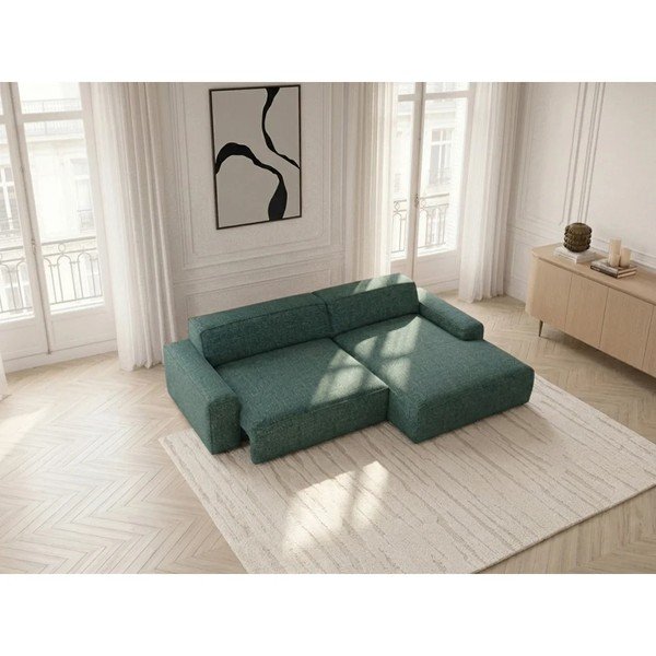 Žalios spalvos sulankstoma/ar elektrisko sēdekļa regulēšanu kampinė sofa (su dešiniuoju kampu) Abel – Bobochic Paris-image-2