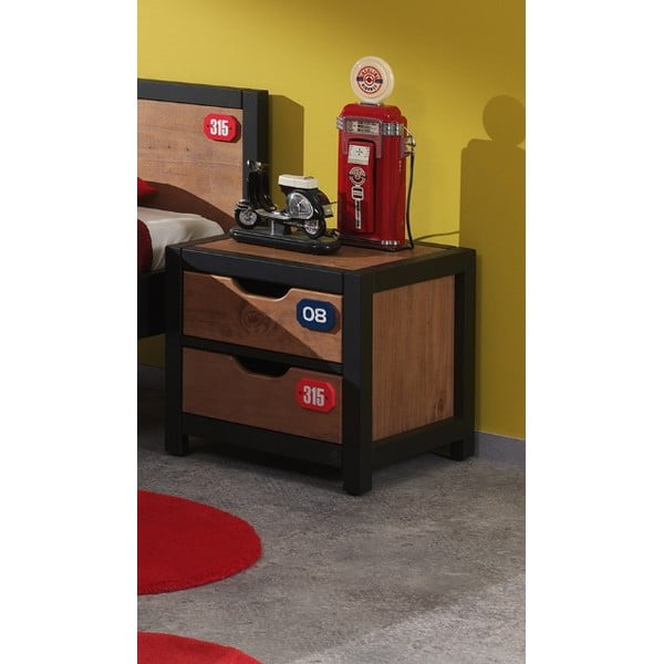 Rudas naktinis staliukas iš pušies medienos Vipack Alex-image-1