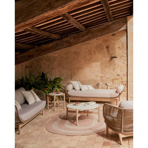 Iš akacijos masyvo sodo sofa kreminės spalvos/natūralios spalvos Catalina – Kave Home-image-3