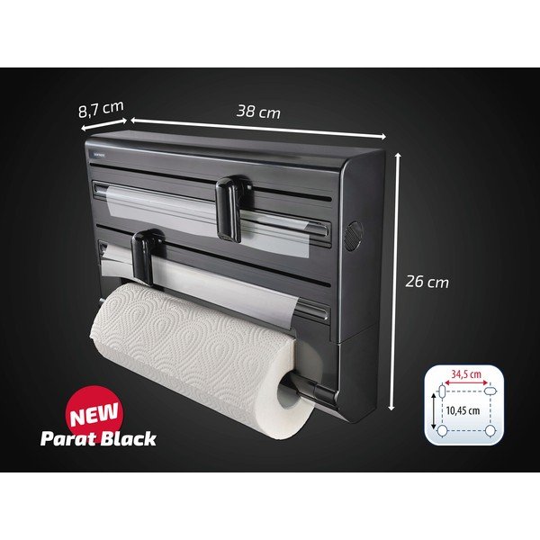 Sieninis juodos spalvos iš plastiko virtuvinės folijos ir popierinio rankšluosčio laikiklis Parat – LEIFHEIT-image-2