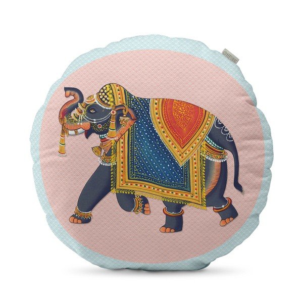 Medvilninė dvipusė pagalvė HF Living Kandula Pink Elephant, ⌀ 50 cm
