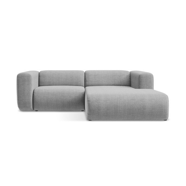 Šviesiai pilkos spalvos kampinė sofa (su dešiniuoju kampu/su gultu) Ekahi – Makamii