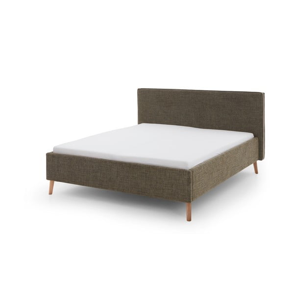 Tamsiai žalios spalvos dvigulė lova audiniu dengta su sandėliavimo vieta su lovos grotelėmis 180x200 cm Riva – Meise Möbel