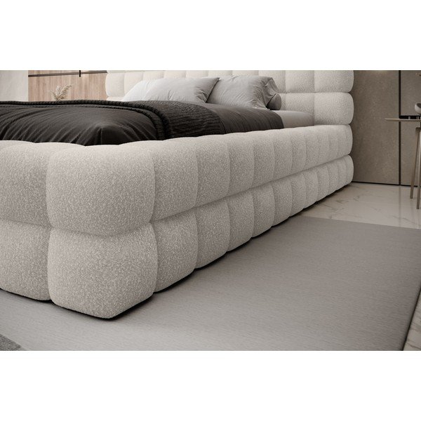 Baltos spalvos dvigulė lova dengta audiniu su sandėliavimo vieta su lovos grotelėmis 160x200 cm Dizzle – ELTAP-image-3