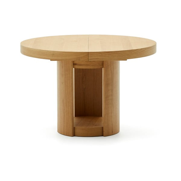 Apvalios formos prailginamas valgomojo stalas su papildomu stalviršiu iš ąžuolo ø 120 cm Artis – Kave Home-image-3