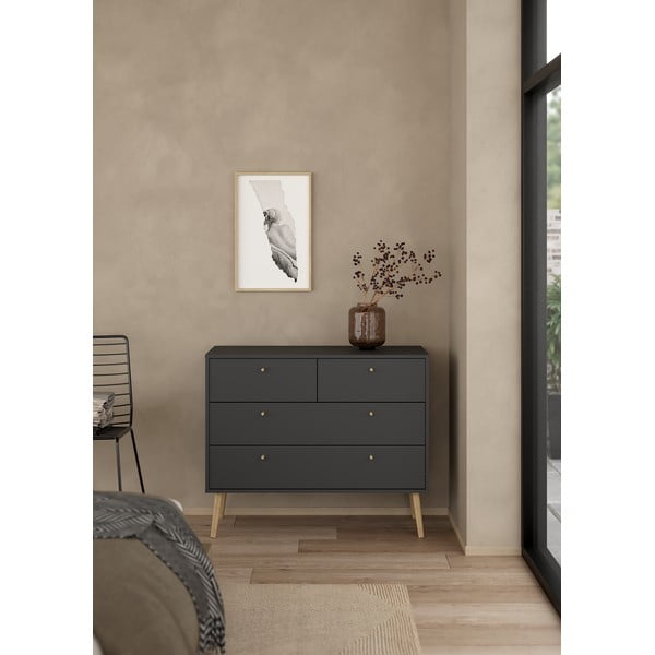 Žema šoninė spintelė antracito spalvos 99x82 cm Bodo – Tvilum-image-1