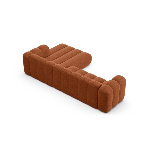 Raudonos plytų spalvos kampinė sofa iš šenilinio audinio (su dešiniuoju kampu/su gultu) Lupine – Micadoni -image-3
