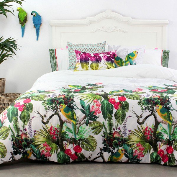"Happy Friday Tropic" grynos medvilnės antklodės užvalkalas, 140 x 200 cm-image-1