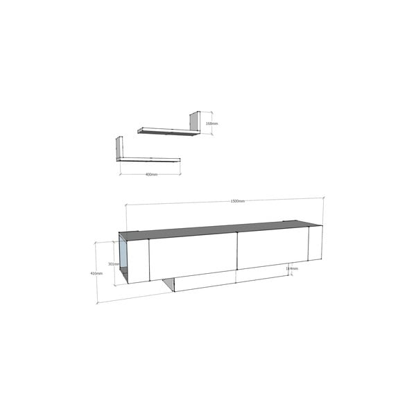 TV spintelių komplektas baltos spalvos 150x42 cm Matera – Zena Home-image-3