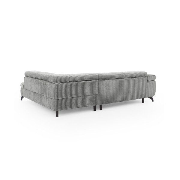 Šviesiai pilkos spalvos kampinė sofa iš kordinio velveto (su dešiniuoju kampu/„L“ formos) Marbeya  – Ropez-image-3