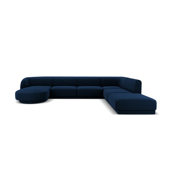 Mėlyno aksomo kampinė sofa (dešinysis kampas) Miley - Micadoni Home