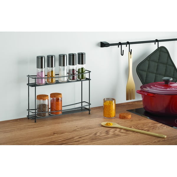 Černá dvoupatrová police na koření Metaltex Pepito Lava-image-1