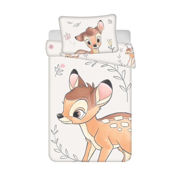 Iš medvilnės vaikiška patalynė vaikiškai lovai 100x135 cm  Bambi "Beige" – Jerry Fabrics